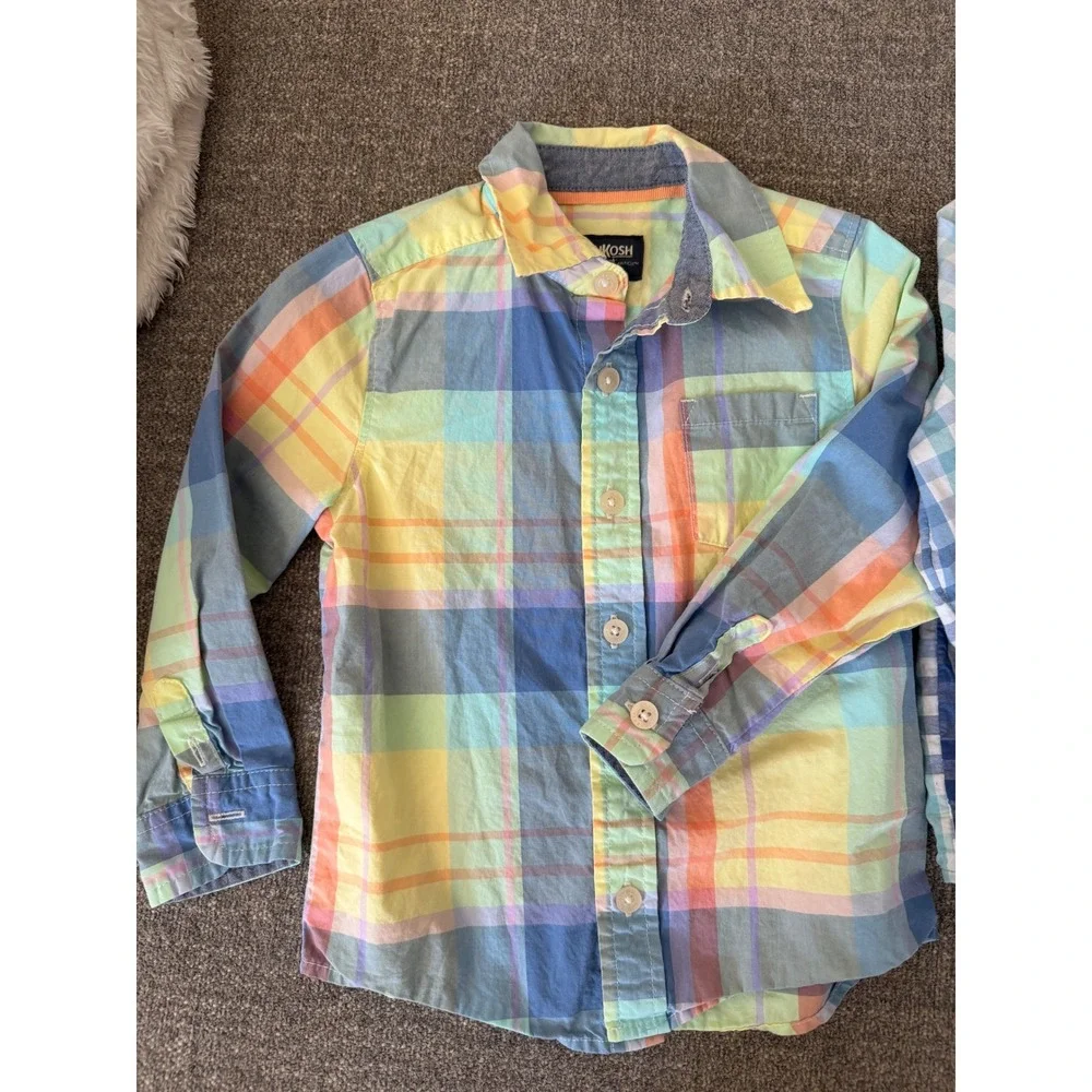 OshKosh B'gosh & Wonder Nation Toddler Boys Plaid Button Down Shirts Set 2T